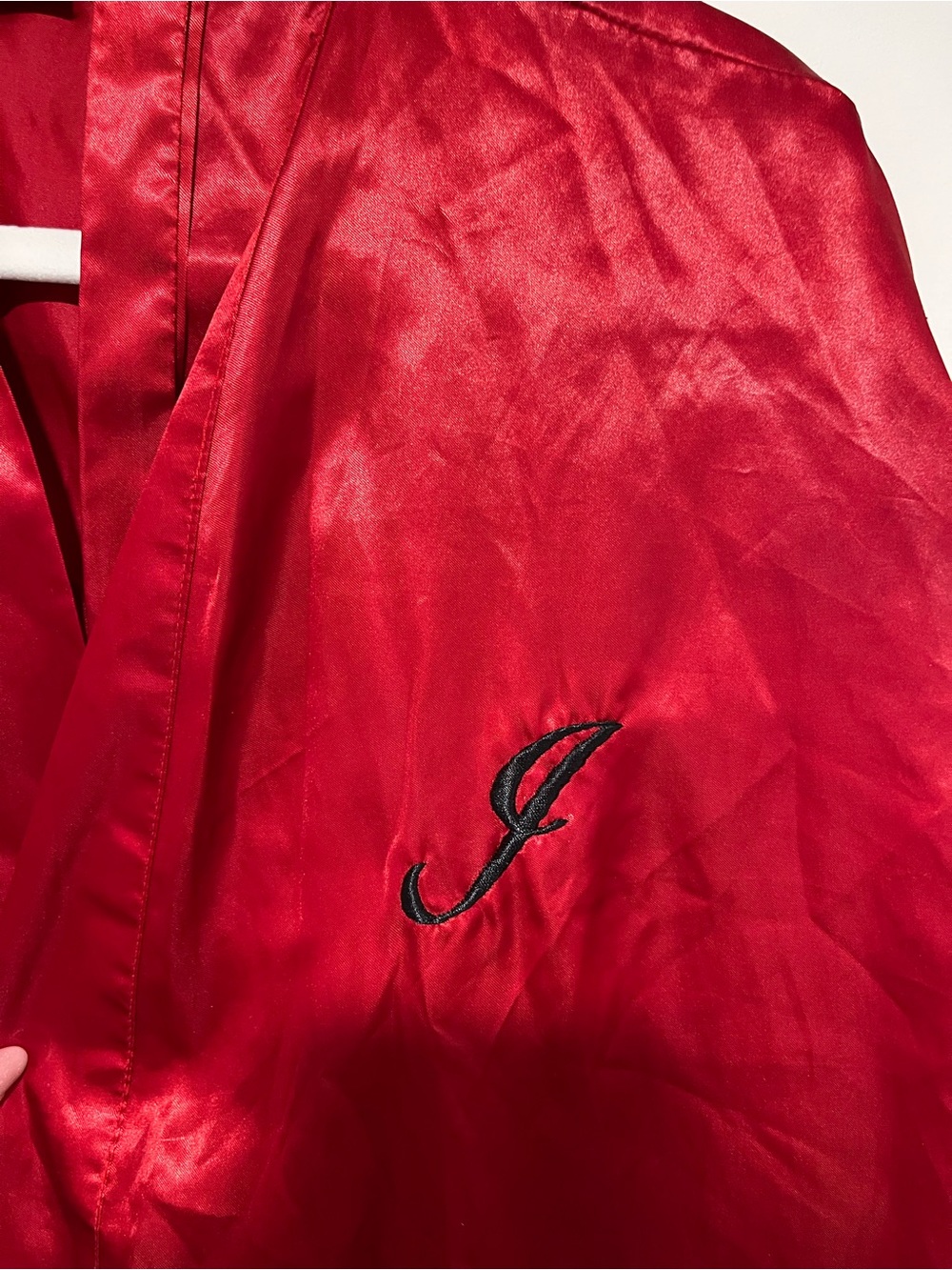Intimo Satin Short Robe - Deep Red - Picture 4 of 6